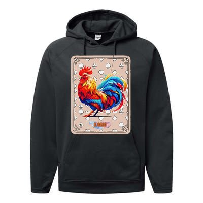 Mexican Lottery Bingo Game El Gallo Traditional Rooster Card Performance Fleece Hoodie