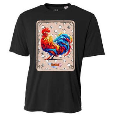 Mexican Lottery Bingo Game El Gallo Traditional Rooster Card Cooling Performance Crew T-Shirt