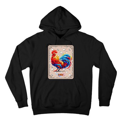 Mexican Lottery Bingo Game El Gallo Traditional Rooster Card Hoodie