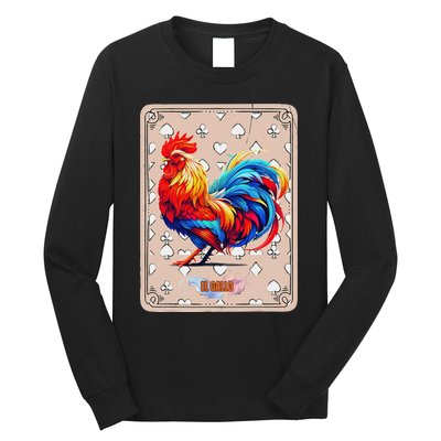 Mexican Lottery Bingo Game El Gallo Traditional Rooster Card Long Sleeve Shirt