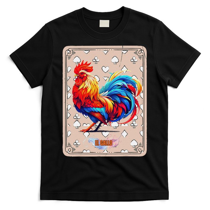 Mexican Lottery Bingo Game El Gallo Traditional Rooster Card T-Shirt