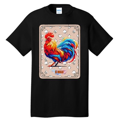 Mexican Lottery Bingo Game El Gallo Traditional Rooster Card Tall T-Shirt