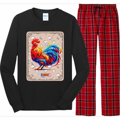 Mexican Lottery Bingo Game El Gallo Traditional Rooster Card Long Sleeve Pajama Set