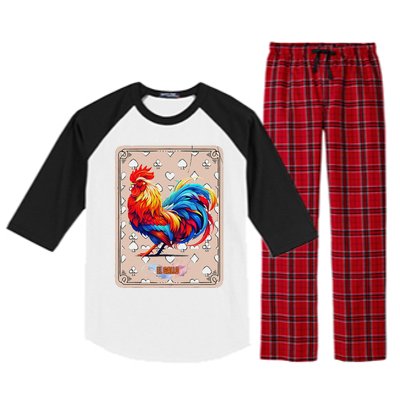 Mexican Lottery Bingo Game El Gallo Traditional Rooster Card Raglan Sleeve Pajama Set