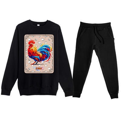 Mexican Lottery Bingo Game El Gallo Traditional Rooster Card Premium Crewneck Sweatsuit Set