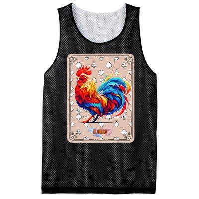 Mexican Lottery Bingo Game El Gallo Traditional Rooster Card Mesh Reversible Basketball Jersey Tank