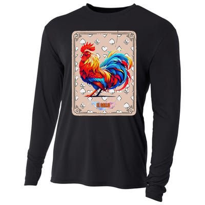 Mexican Lottery Bingo Game El Gallo Traditional Rooster Card Cooling Performance Long Sleeve Crew