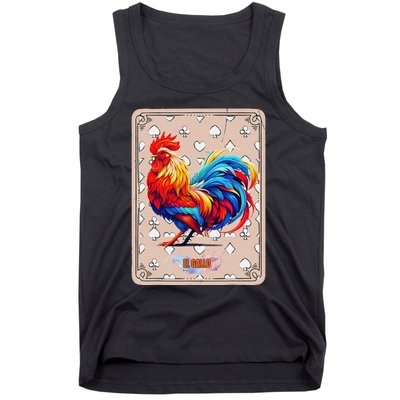 Mexican Lottery Bingo Game El Gallo Traditional Rooster Card Tank Top