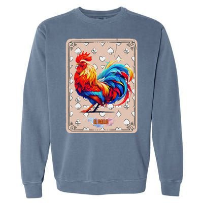 Mexican Lottery Bingo Game El Gallo Traditional Rooster Card Garment-Dyed Sweatshirt