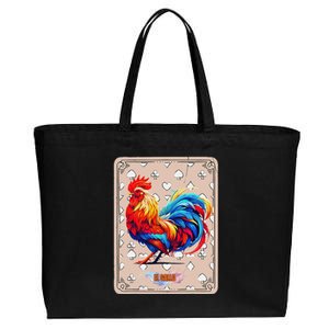 Mexican Lottery Bingo Game El Gallo Traditional Rooster Card Cotton Canvas Jumbo Tote