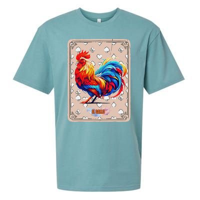 Mexican Lottery Bingo Game El Gallo Traditional Rooster Card Sueded Cloud Jersey T-Shirt