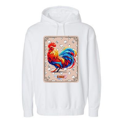 Mexican Lottery Bingo Game El Gallo Traditional Rooster Card Garment-Dyed Fleece Hoodie