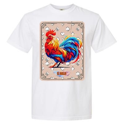 Mexican Lottery Bingo Game El Gallo Traditional Rooster Card Garment-Dyed Heavyweight T-Shirt