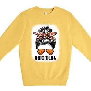 Mom Life Basketball Mom Gift Leopard Messy Bun Game Day Funny Gift Premium Crewneck Sweatshirt