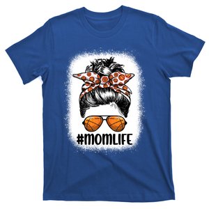 Mom Life Basketball Mom Gift Leopard Messy Bun Game Day Funny Gift T-Shirt