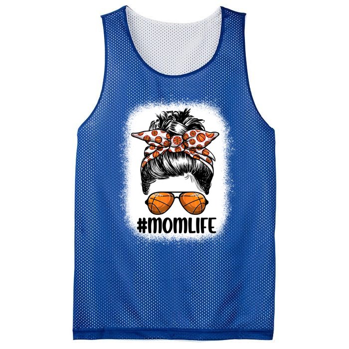 Mom Life Basketball Mom Gift Leopard Messy Bun Game Day Funny Gift Mesh Reversible Basketball Jersey Tank