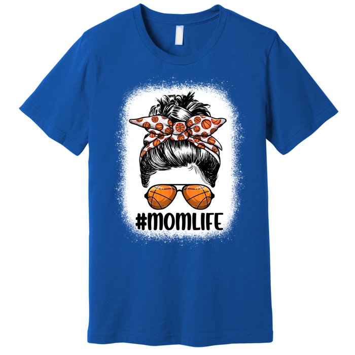 Mom Life Basketball Mom Gift Leopard Messy Bun Game Day Funny Gift Premium T-Shirt