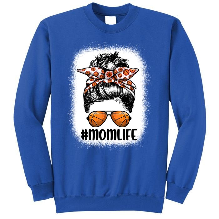 Mom Life Basketball Mom Gift Leopard Messy Bun Game Day Funny Gift Tall Sweatshirt