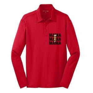 Mama Lightning Bolt Game Day Football Season Mom Wo Silk Touch Performance Long Sleeve Polo