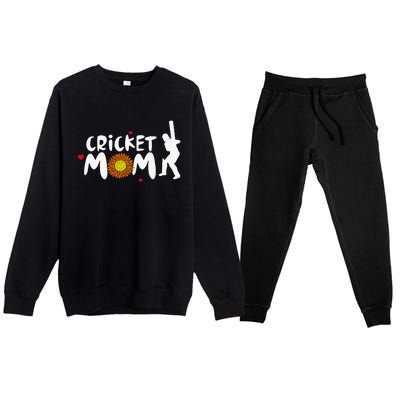 Mom Life Cricket Messy Bun Glasses Mother's Day Premium Crewneck Sweatsuit Set