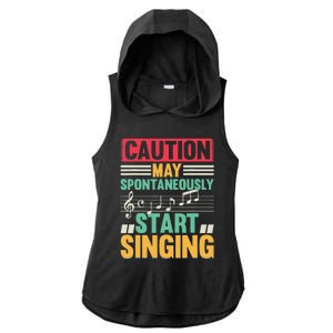 Music Lover - Caution May Spontaneously Start Singing Ladies PosiCharge Tri-Blend Wicking Draft Hoodie Tank