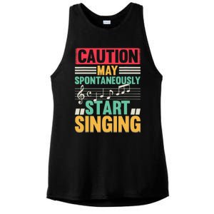 Music Lover - Caution May Spontaneously Start Singing Ladies PosiCharge Tri-Blend Wicking Tank