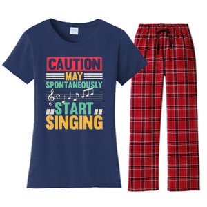 Music Lover - Caution May Spontaneously Start Singing Women's Flannel Pajama Set