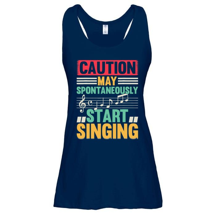 Music Lover - Caution May Spontaneously Start Singing Ladies Essential Flowy Tank