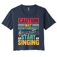 Music Lover - Caution May Spontaneously Start Singing Women's Crop Top Tee