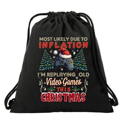 Most Likely Christmas Design Inflation Retro Gaming V3 Drawstring Bag