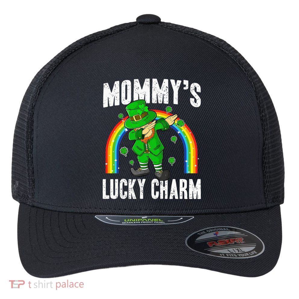 Mommy's Lucky Charm St Patricks Day Leprechaun Flexfit Unipanel Trucker Cap