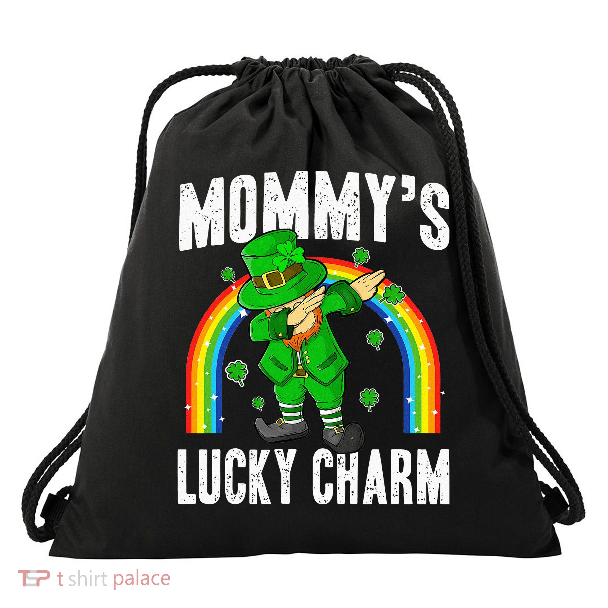 Mommy's Lucky Charm St Patricks Day Leprechaun Drawstring Bag