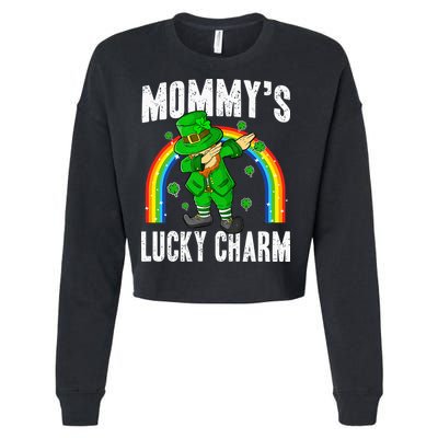 Mommy's Lucky Charm St Patricks Day Leprechaun Cropped Pullover Crew