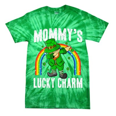 Mommy's Lucky Charm St Patricks Day Leprechaun Tie-Dye T-Shirt