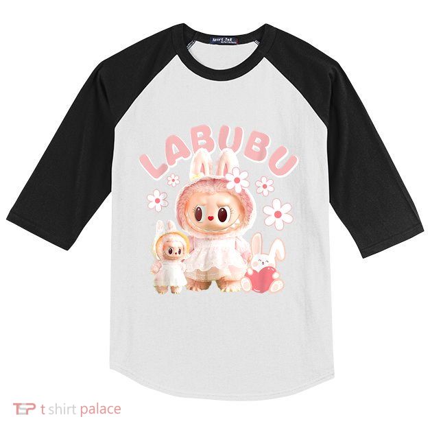 Meme Labubu Cute Labubu The Monsters Pin.K Gift Kids Colorblock Raglan Jersey