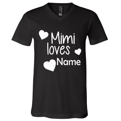Mimi Loves Custom Text Personalize Name V-Neck T-Shirt