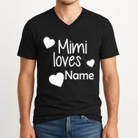 Mimi Loves Custom Text Personalize Name V-Neck T-Shirt