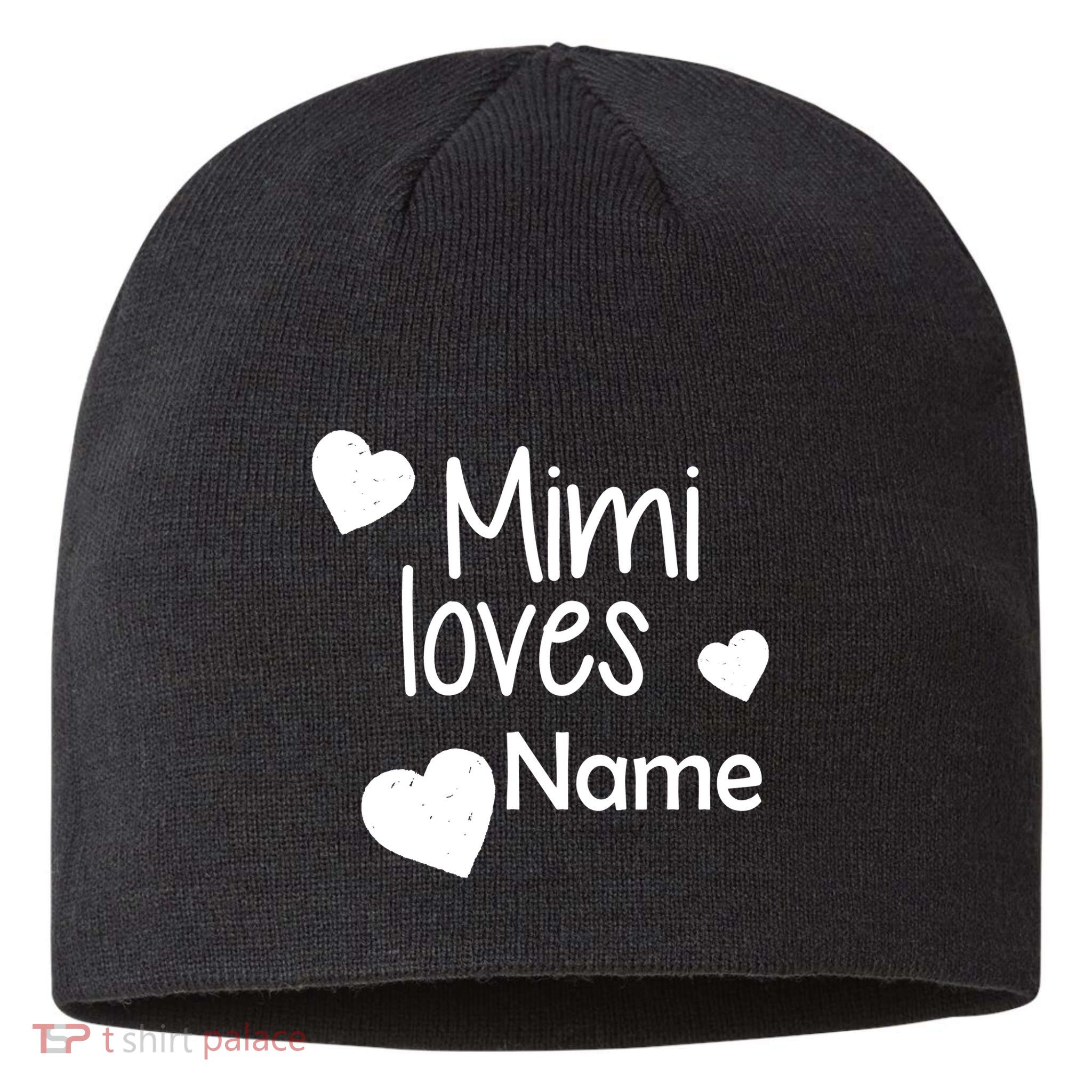 Mimi Loves Custom Text Personalize Name Sustainable Beanie