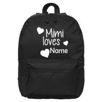 Mimi Loves Custom Text Personalize Name 16 in Basic Backpack