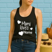 Mimi Loves Custom Text Personalize Name Womens Tank Top
