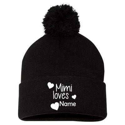 Mimi Loves Custom Text Personalize Name Pom Pom 12in Knit Beanie