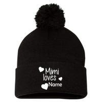 Mimi Loves Custom Text Personalize Name Pom Pom 12in Knit Beanie