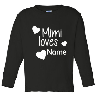 Mimi Loves Custom Text Personalize Name Toddler Long Sleeve Shirt