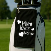 Mimi Loves Custom Text Personalize Name Golf Towel