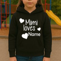 Mimi Loves Custom Text Personalize Name Kids Hoodie