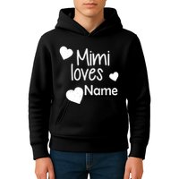 Mimi Loves Custom Text Personalize Name Kids Hoodie