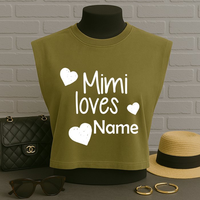 Mimi Loves Custom Text Personalize Name Garment-Dyed Women's Muscle Tee