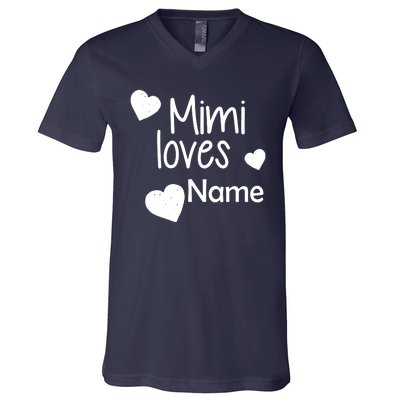 Mimi Loves Custom Text Personalize Name V-Neck T-Shirt