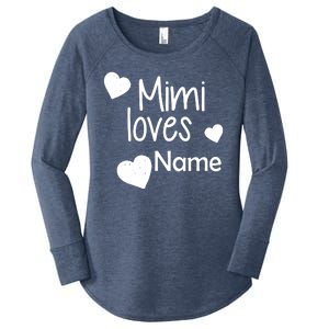 Mimi Loves Custom Text Personalize Name Women's Perfect Tri Tunic Long Sleeve Shirt