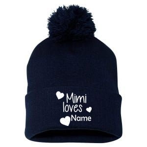 Mimi Loves Custom Text Personalize Name Pom Pom 12in Knit Beanie